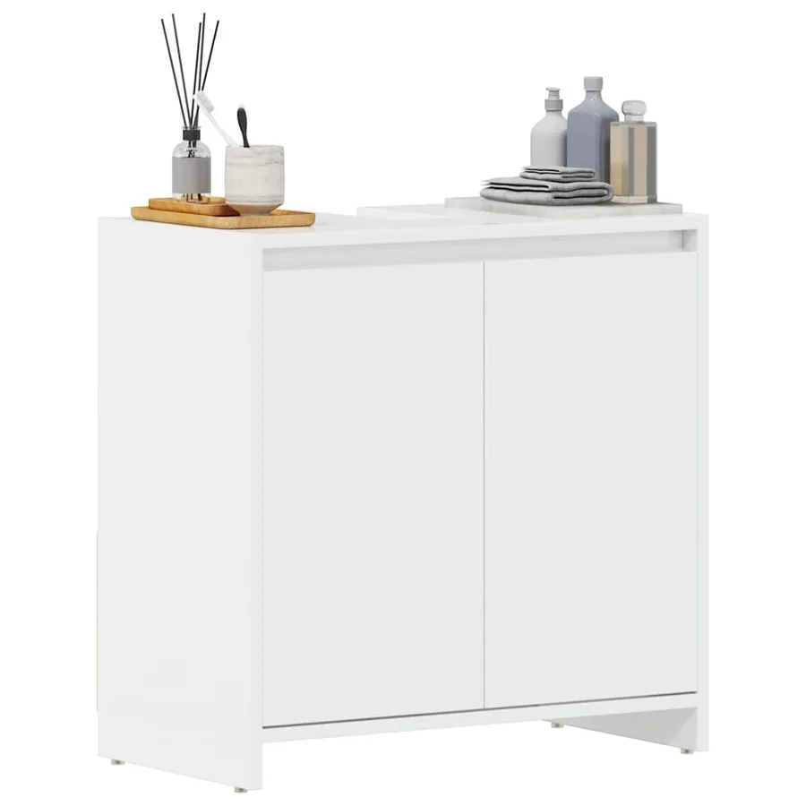 Armoire de salle de bain Blanc brillant Bois d'ingénierie - 4