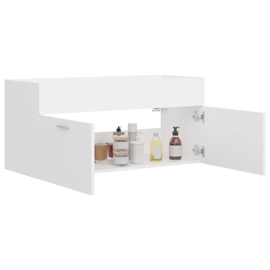 Armoire d'évier Blanc 100x38,5x46 cm Bois d’ingénierie - 4