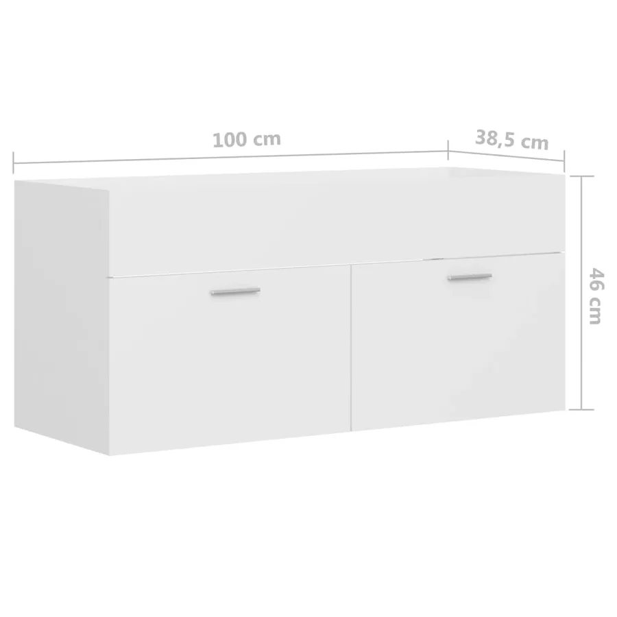 Armoire d'évier Blanc 100x38,5x46 cm Bois d’ingénierie - 8