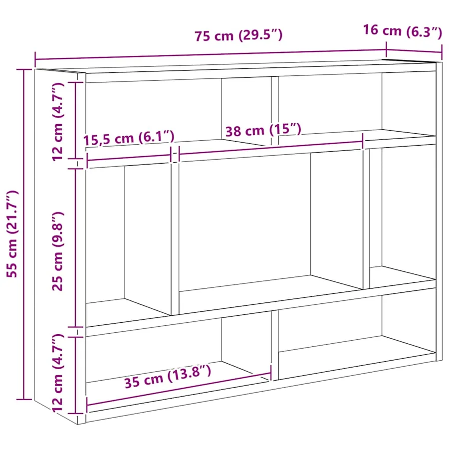 Étagère murale Sonoma gris 75x16x55 cm Bois d'ingénierie - 6