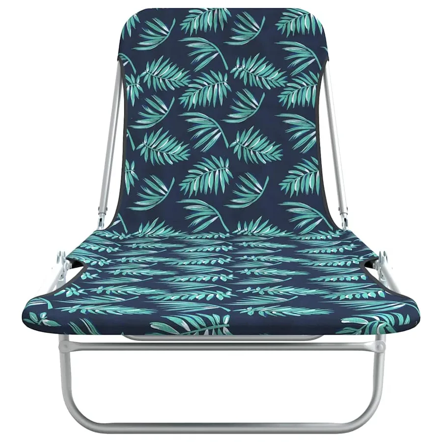 Chaises longues pliables lot de 2 Acier tissu Motif de feuilles - 3