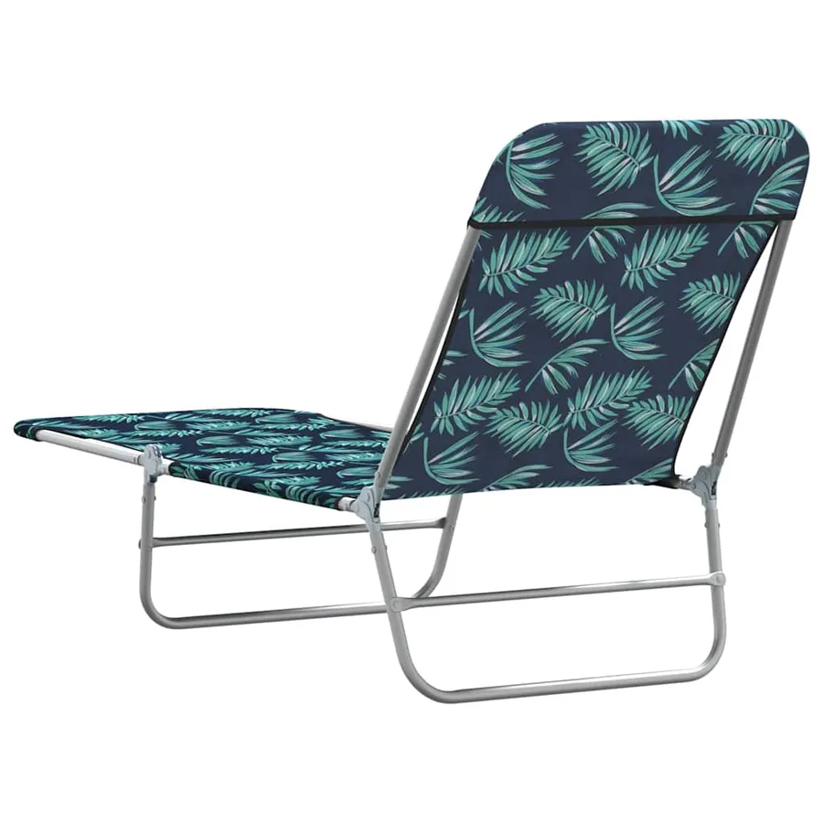 Chaises longues pliables lot de 2 Acier tissu Motif de feuilles - 5
