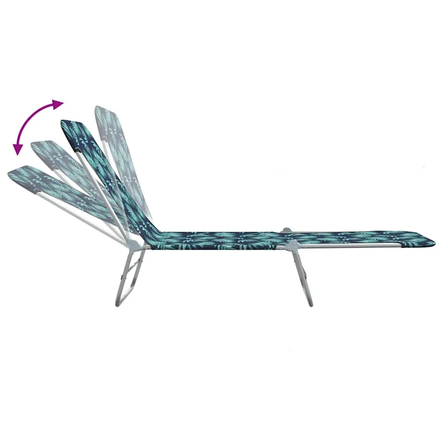 Chaises longues pliables lot de 2 Acier tissu Motif de feuilles - 6