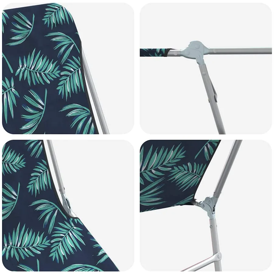 Chaises longues pliables lot de 2 Acier tissu Motif de feuilles - 8