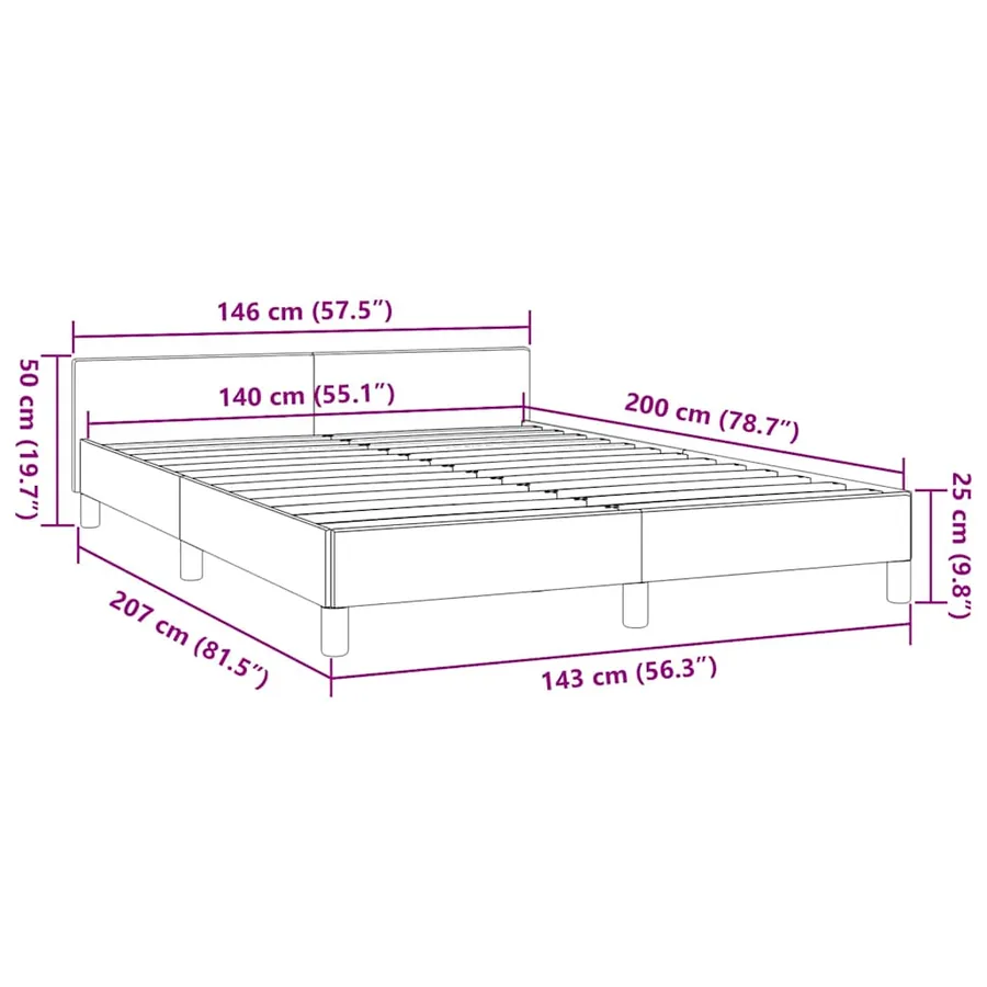 Cadre de lit avec tête de lit sans matelas gris 140x200 cm - 9