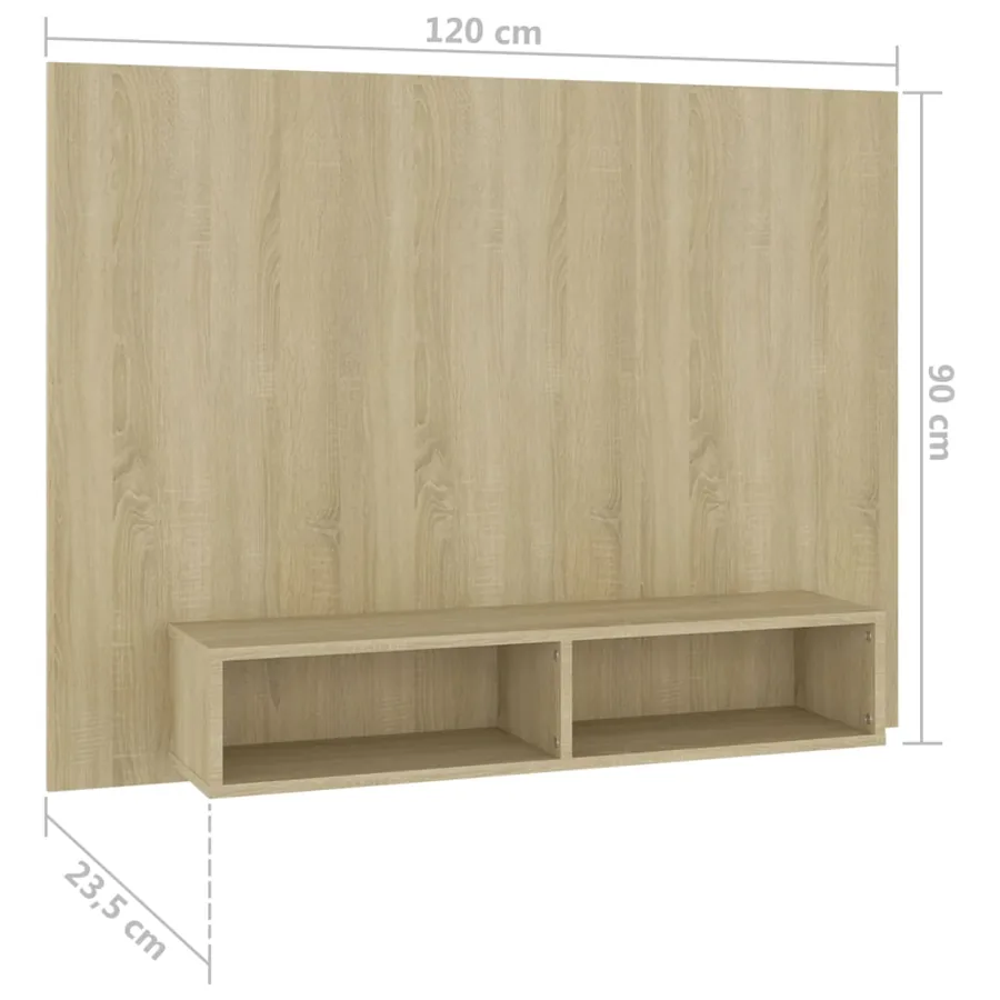 Meuble TV mural Chêne Sonoma 120x23,5x90 cm Bois d’ingénierie - 7