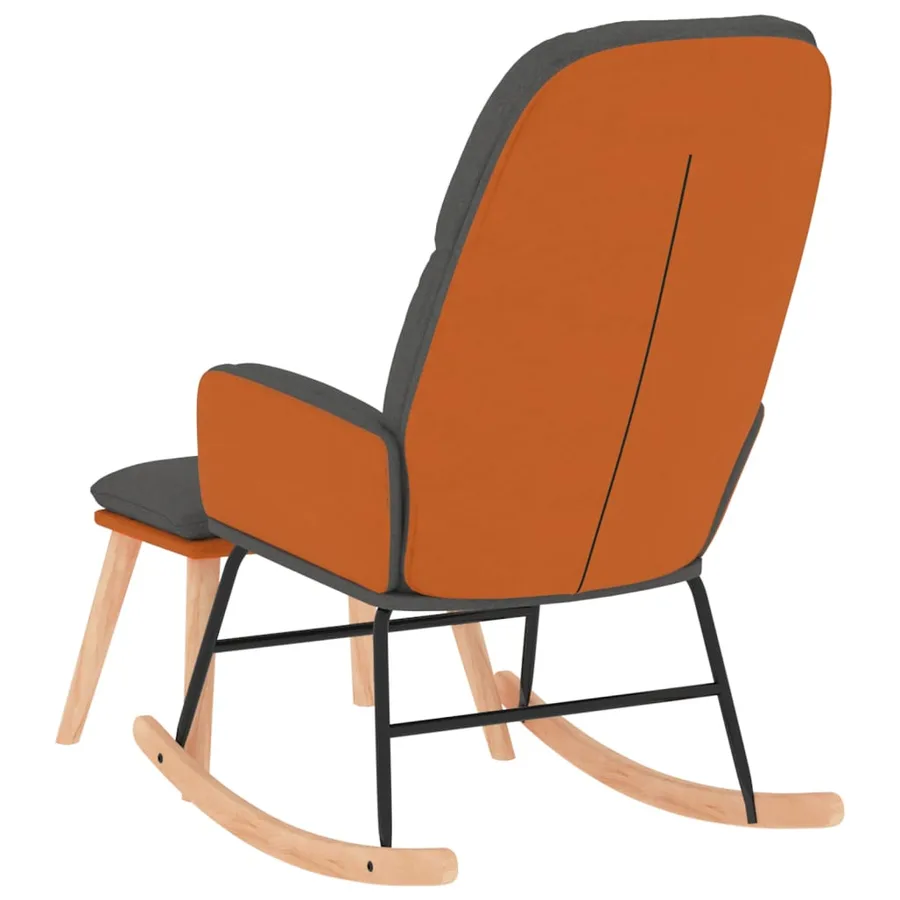 Chaise à bascule avec repose-pied Gris foncé Tissu - 5