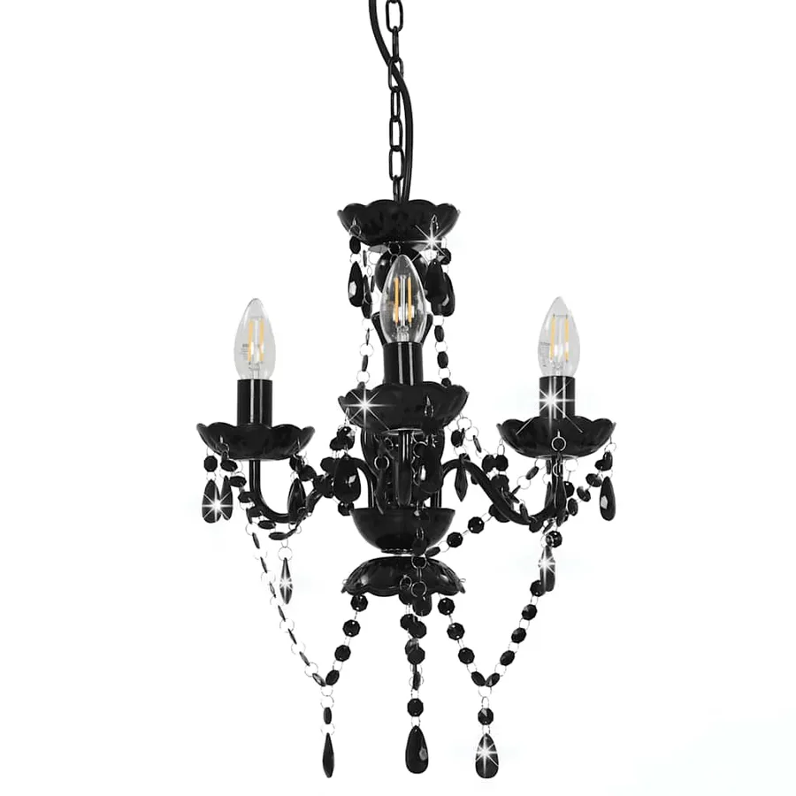Lustre avec perles Noir Rond 3 x E14 - 2