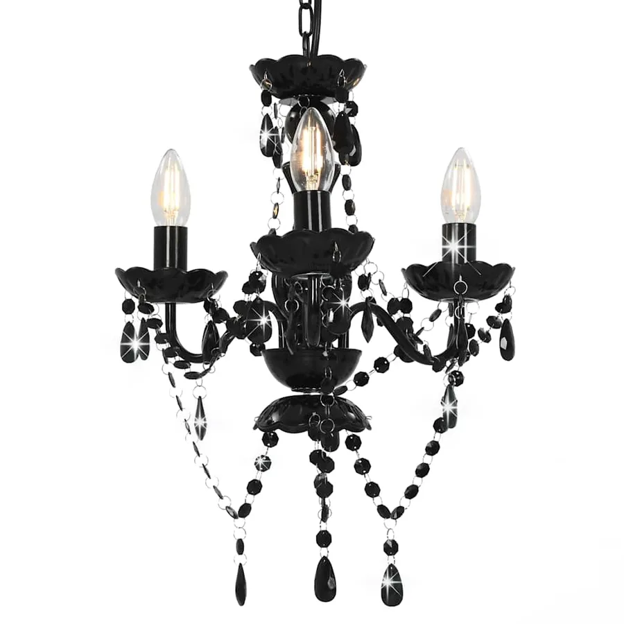 Lustre avec perles Noir Rond 3 x E14 - 3