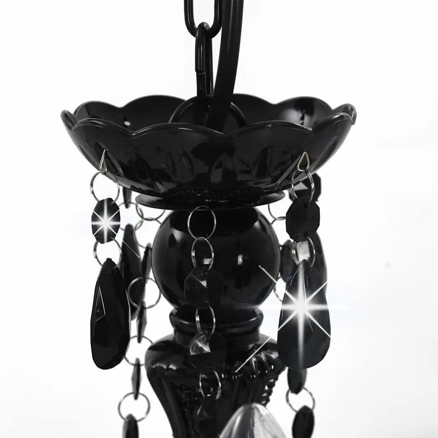 Lustre avec perles Noir Rond 3 x E14 - 5