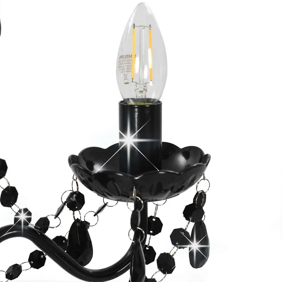 Lustre avec perles Noir Rond 3 x E14 - 6