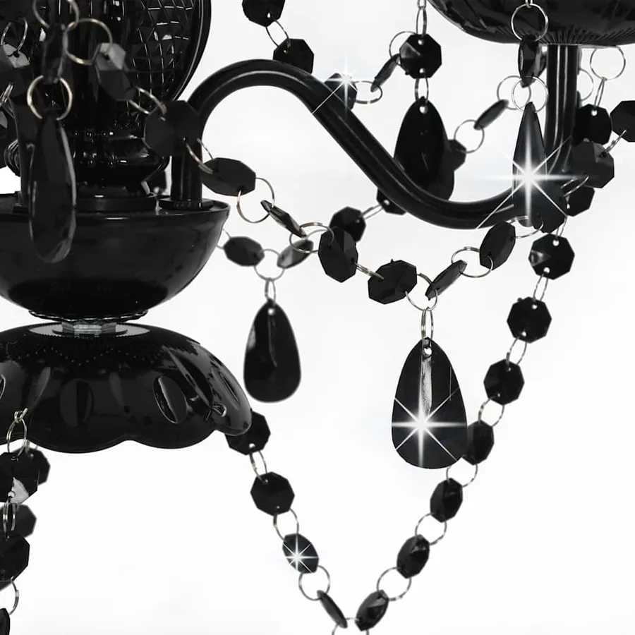 Lustre avec perles Noir Rond 3 x E14 - 7