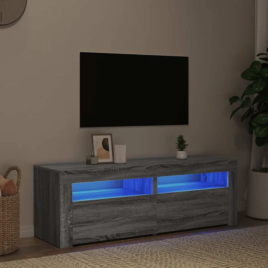 Meuble TV avec lumières LED sonoma gris 120x35x40 cm - 4