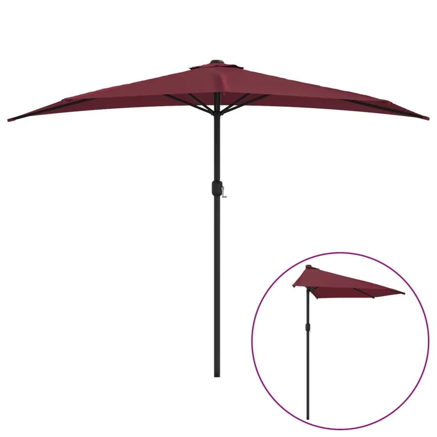Parasol de balcon mât en aluminium Bordeaux 300x155x223 cm Demi - 2