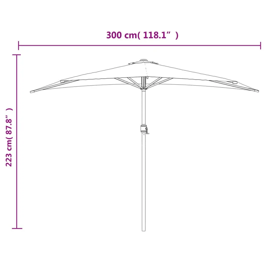 Parasol de balcon mât en aluminium Bordeaux 300x155x223 cm Demi - 9