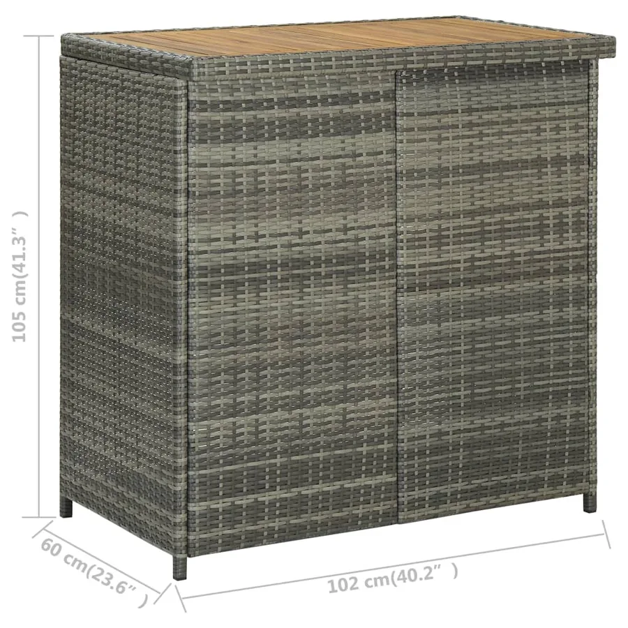 Ensemble de bar 3 pcs Résine tressée Gris - 10