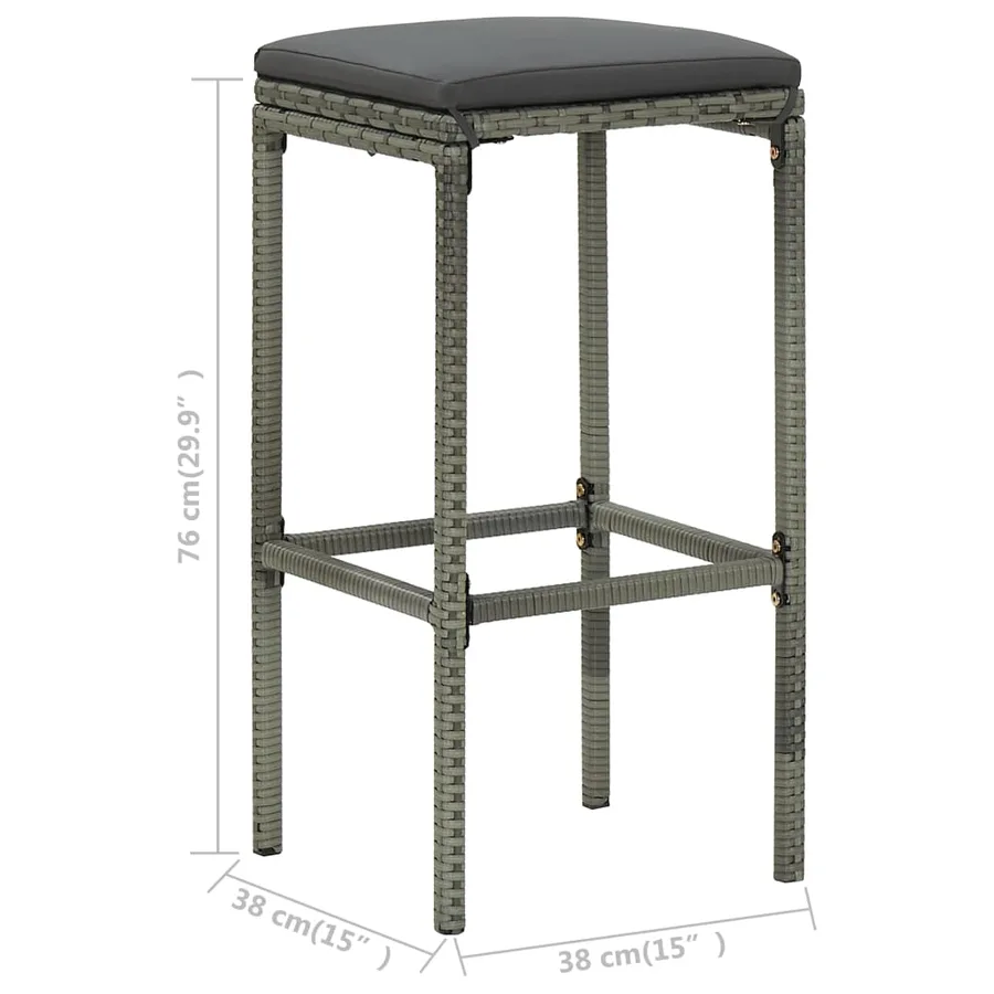 Ensemble de bar 3 pcs Résine tressée Gris - 11