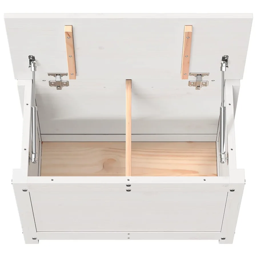 Boîte de rangement Blanc 60x32x45,5 cm Bois massif de pin - 8