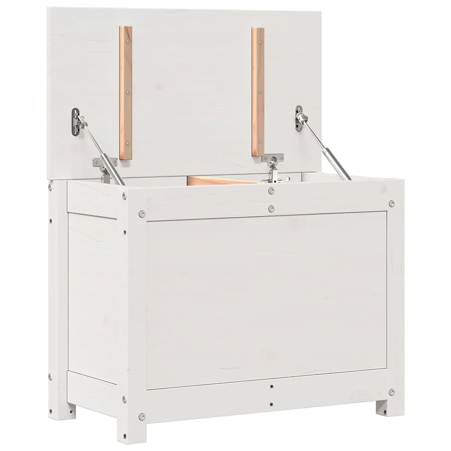 Boîte de rangement Blanc 60x32x45,5 cm Bois massif de pin - 9