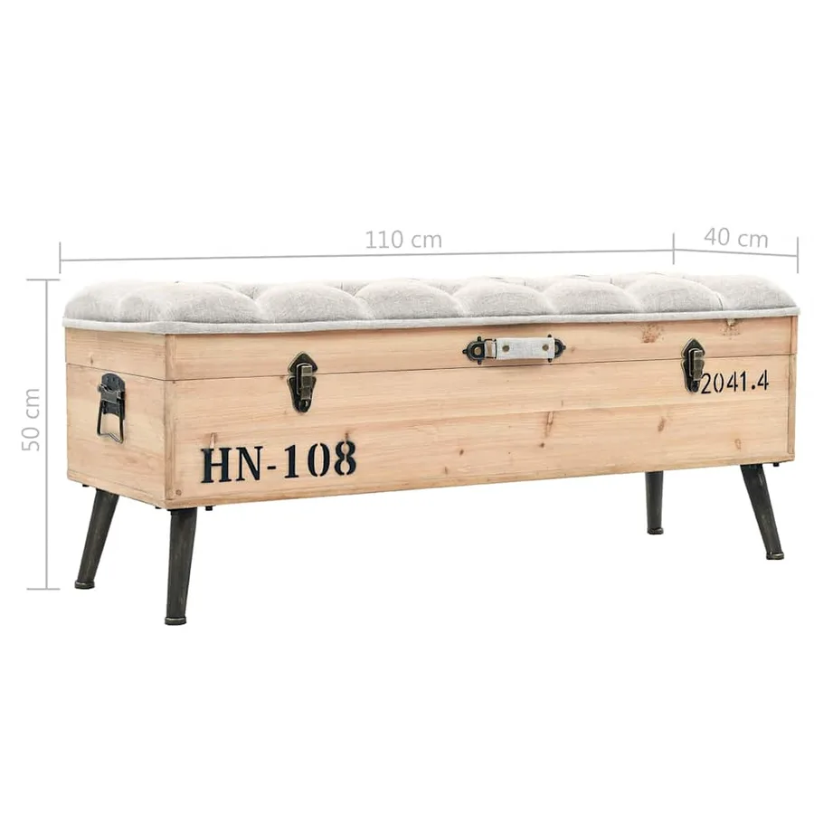 Banc de rangement 110 cm Bois de sapin massif - 11