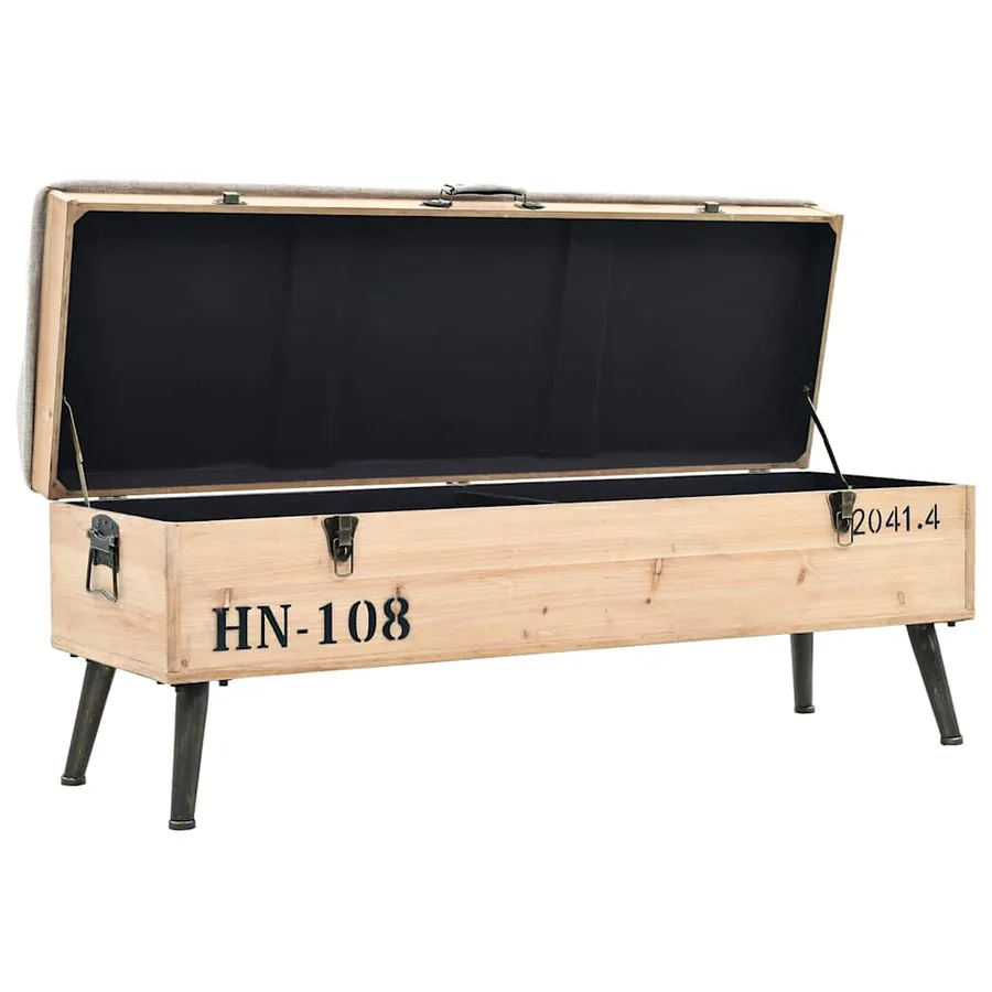 Banc de rangement 110 cm Bois de sapin massif - 5