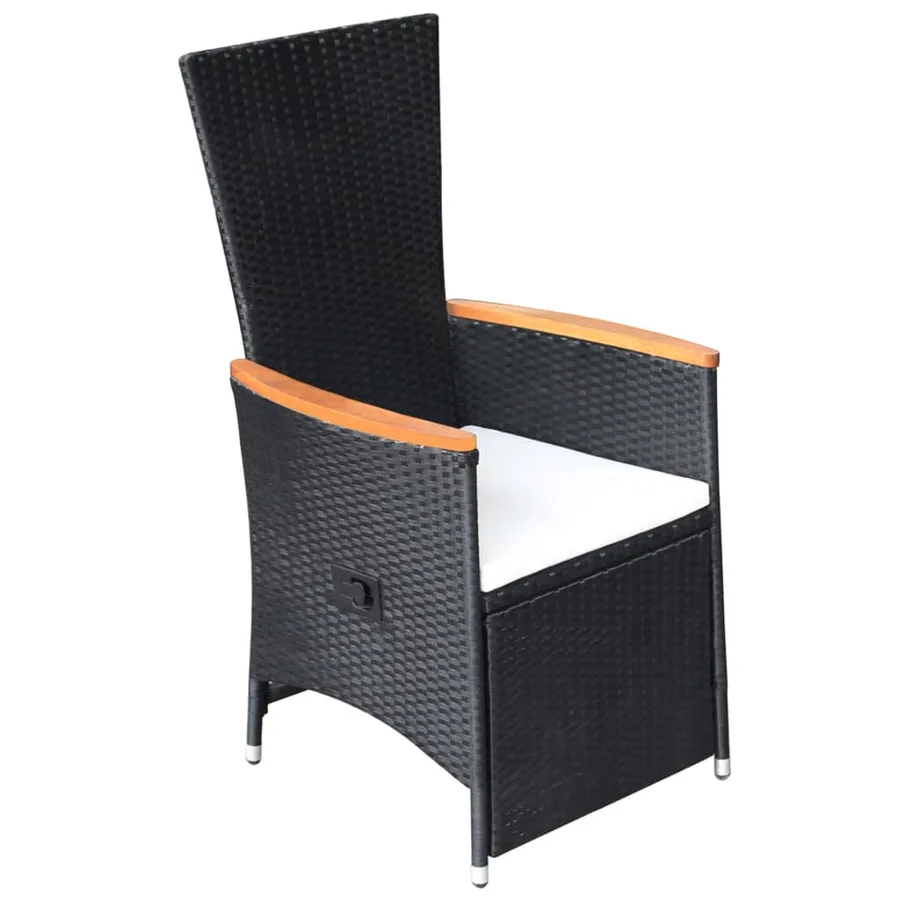Chaise inclinable de jardin 2pc et coussins Résine tressée Noir - 3