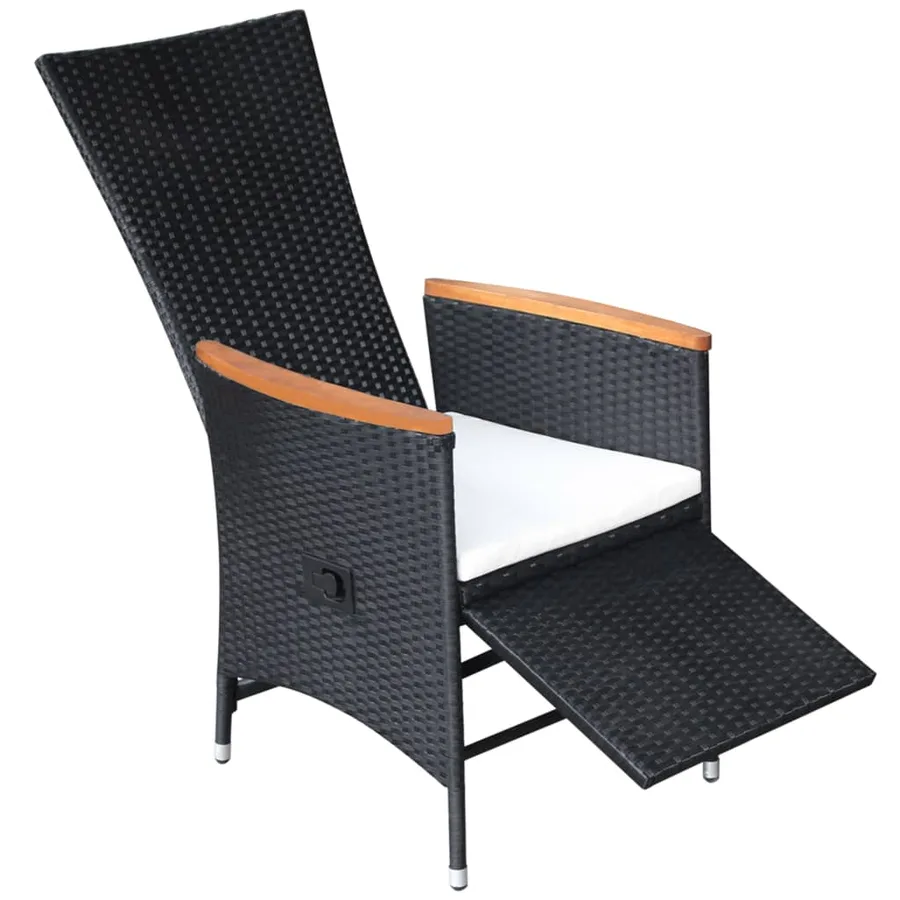 Chaise inclinable de jardin 2pc et coussins Résine tressée Noir - 4