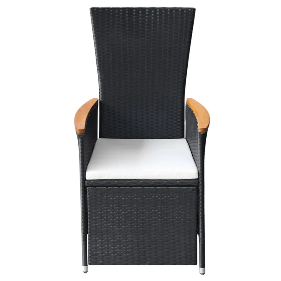 Chaise inclinable de jardin 2pc et coussins Résine tressée Noir - 5