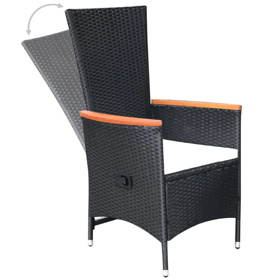Chaise inclinable de jardin 2pc et coussins Résine tressée Noir - 7