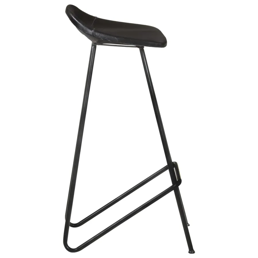 Tabourets de bar lot de 2 noir cuir véritable - 6