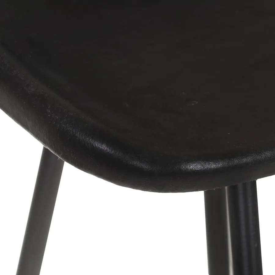 Tabourets de bar lot de 2 noir cuir véritable - 8