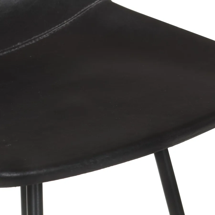 Tabourets de bar lot de 2 noir cuir véritable - 9