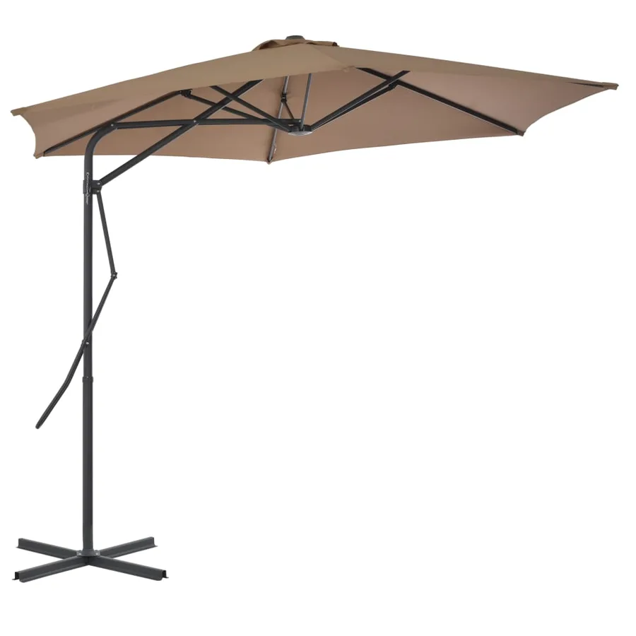 Parasol d'extérieur avec mât en acier 300 cm Taupe - 2
