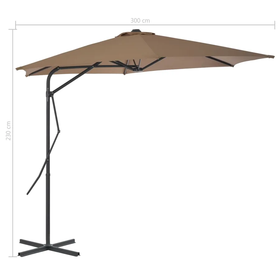 Parasol d'extérieur avec mât en acier 300 cm Taupe - 7