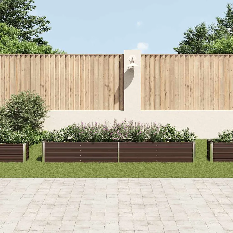 Lit surélevé de jardin Acier galvanisé 320x40x45 cm Marron - 3