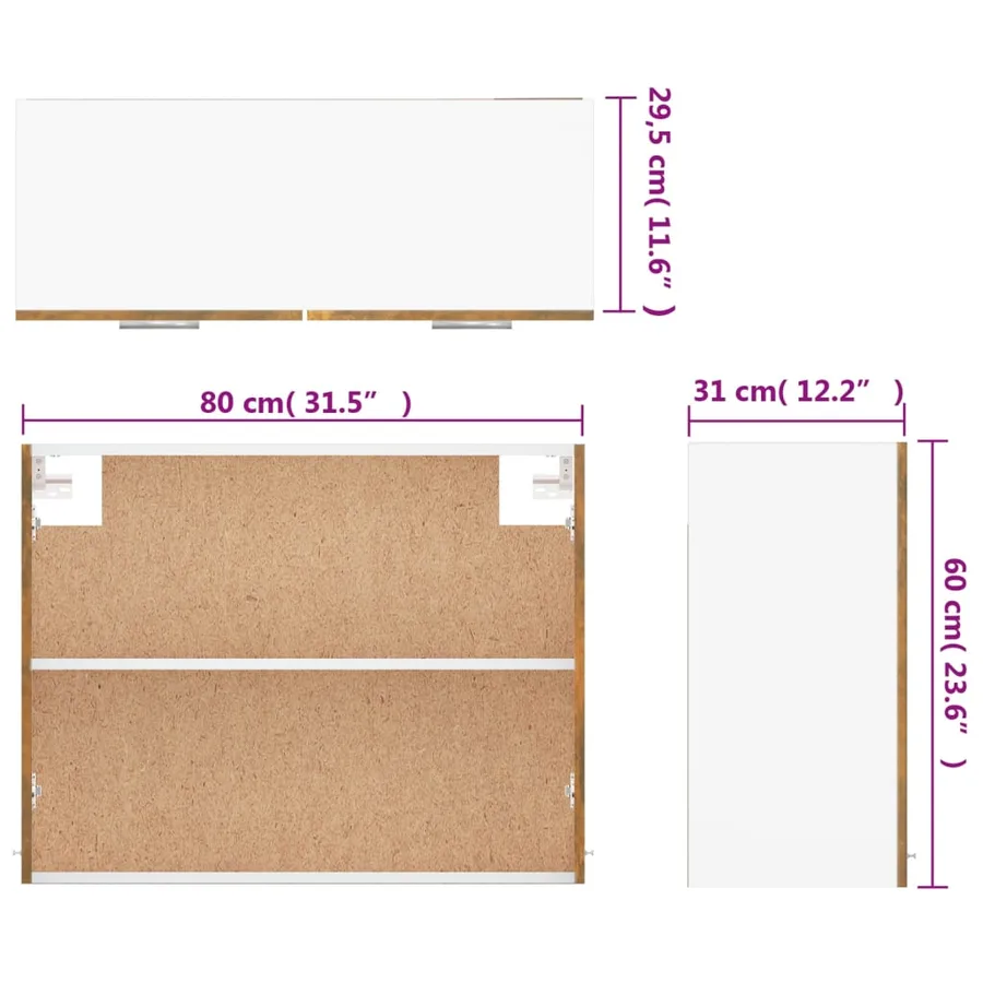 Armoire suspendue "Lyon" Chêne fumé 80 x 31 x 60 cm Bois d'ingénierie - 10