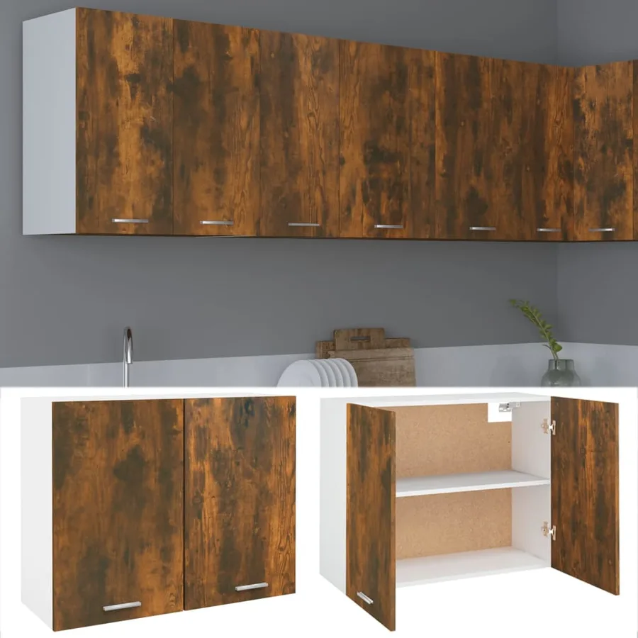 Armoire suspendue "Lyon" Chêne fumé 80 x 31 x 60 cm Bois d'ingénierie - 2