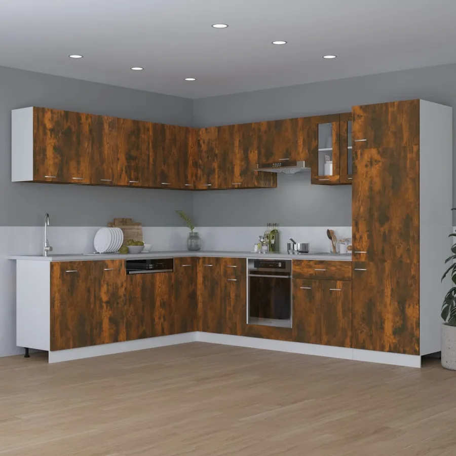 Armoire suspendue "Lyon" Chêne fumé 80 x 31 x 60 cm Bois d'ingénierie - 3