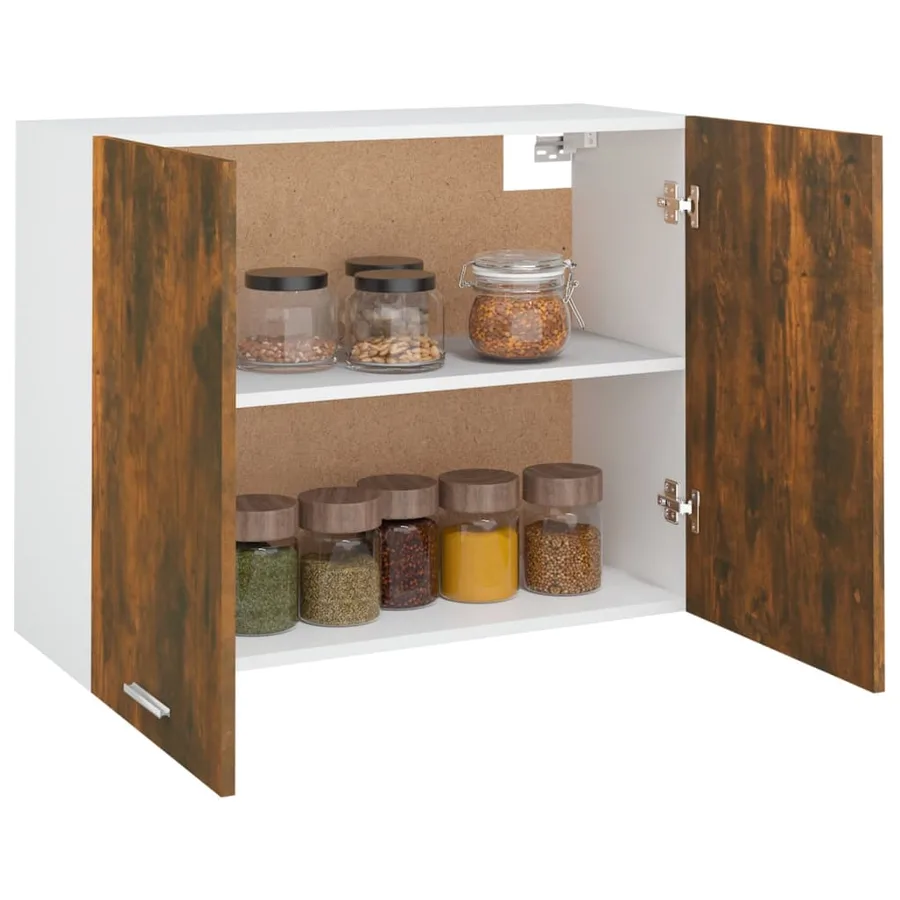 Armoire suspendue "Lyon" Chêne fumé 80 x 31 x 60 cm Bois d'ingénierie - 4