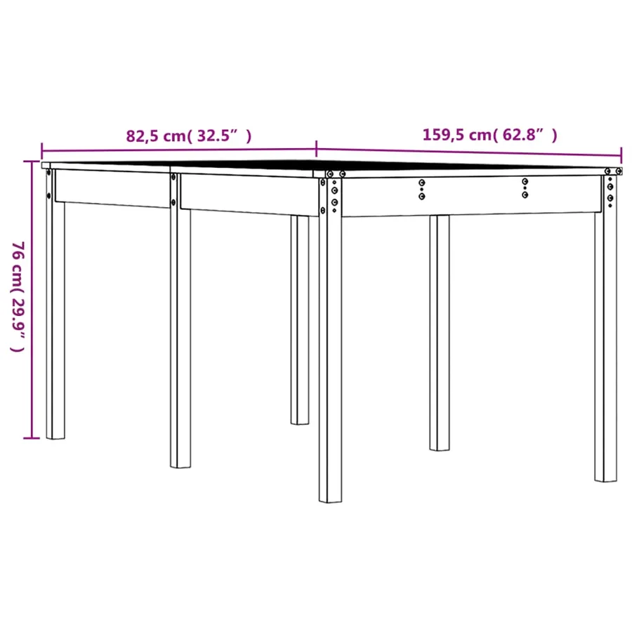 Table de jardin 159,5x82,5x76 cm bois massif de pin - 8