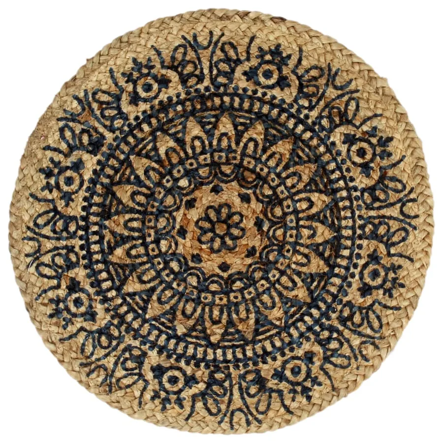 Napperons 6 pcs Bleu foncé 38 cm Rond Jute - 2
