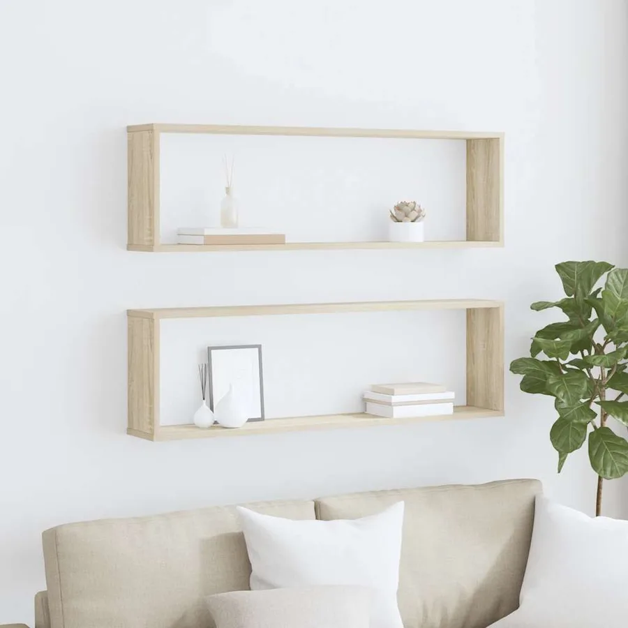 Étagères cube murales 2 pcs chêne sonoma bois d'ingénierie - 3