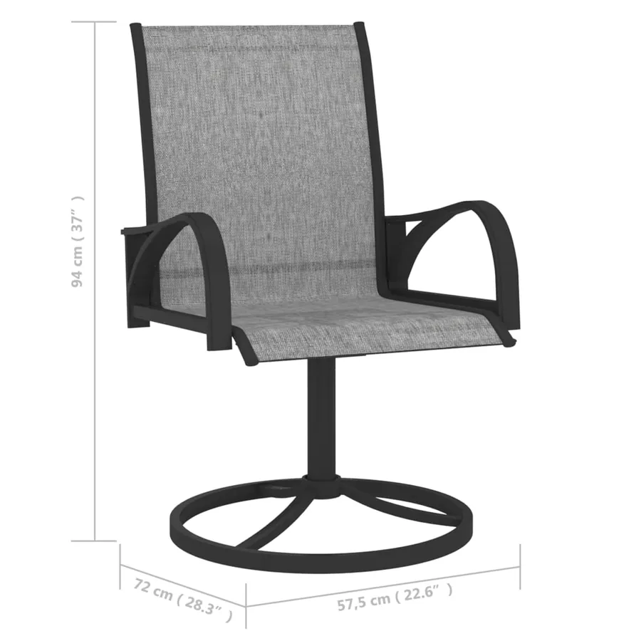 Chaises pivotantes de jardin lot de 2 Textilène et acier Gris - 7