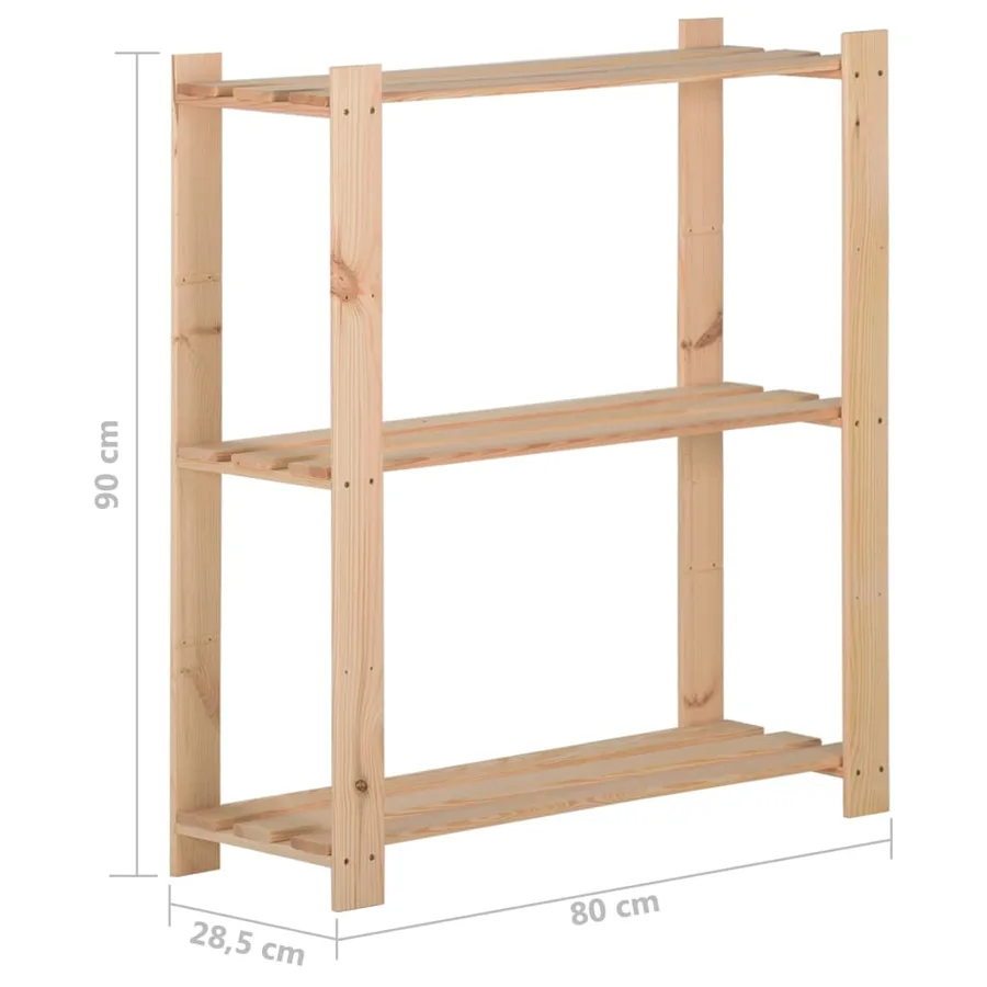 Étagère de stockage 3 niveaux 80x28,5x90 cm Bois de pin massif - 6