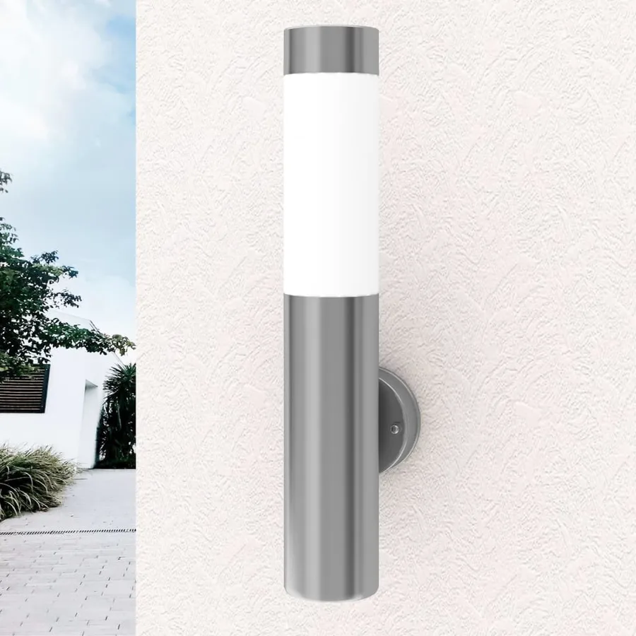 2 Appliques murales cylindriques en acier inoxydable - 10