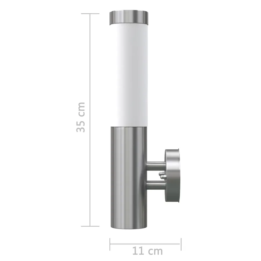 2 Appliques murales cylindriques en acier inoxydable - 11