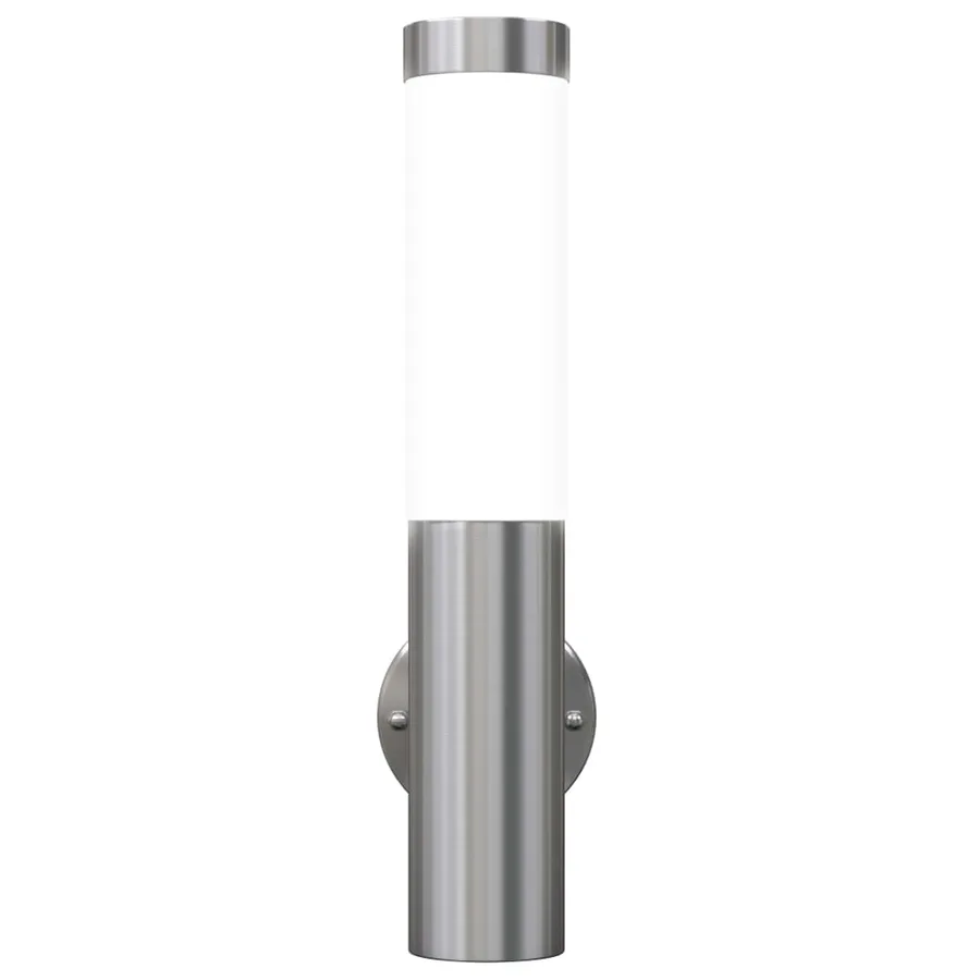 2 Appliques murales cylindriques en acier inoxydable - 5