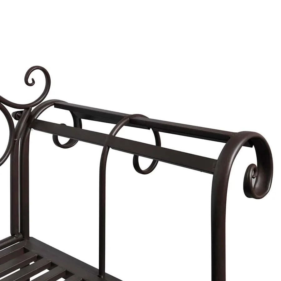 Banc de jardin 132 cm Acier Antique Marron - 3