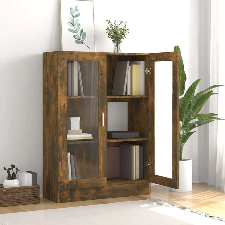 Armoire à vitrine Chêne fumé 82,5x30,5x115 cm Bois d'ingénierie - 3
