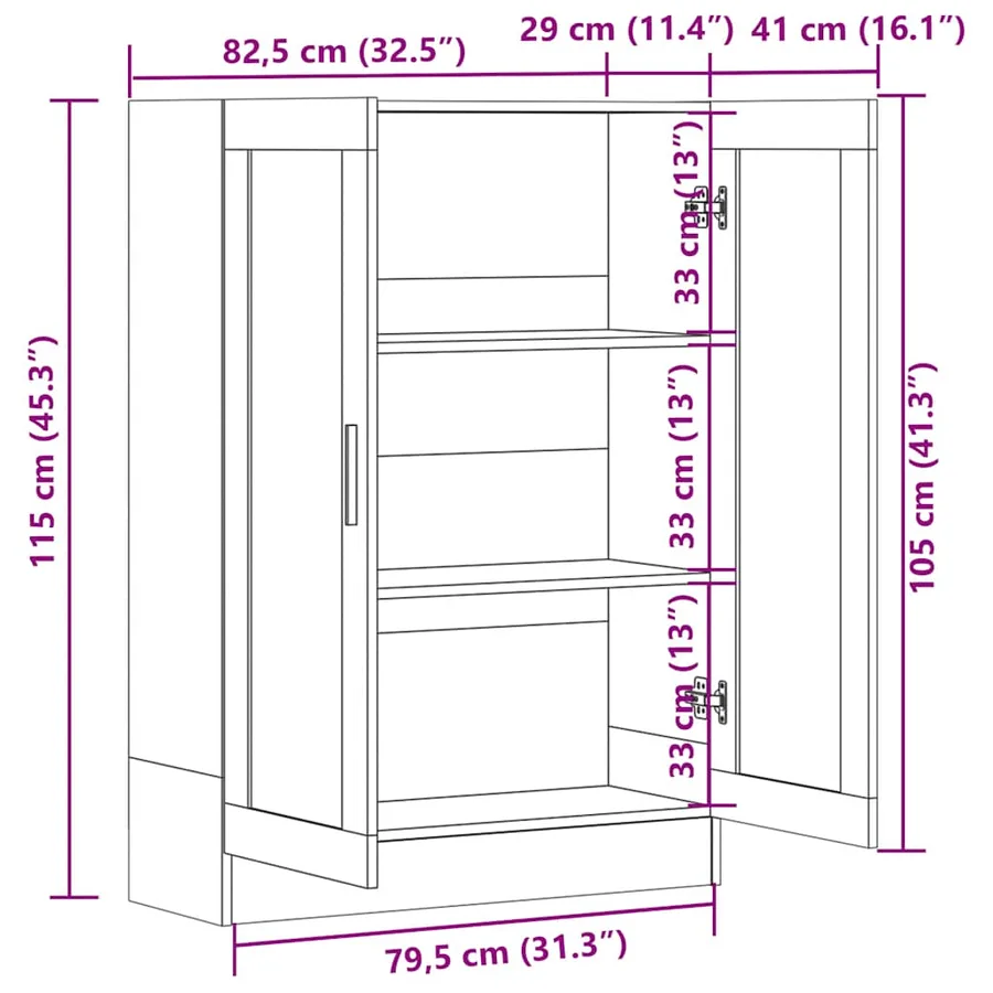 Armoire à vitrine Chêne fumé 82,5x30,5x115 cm Bois d'ingénierie - 9